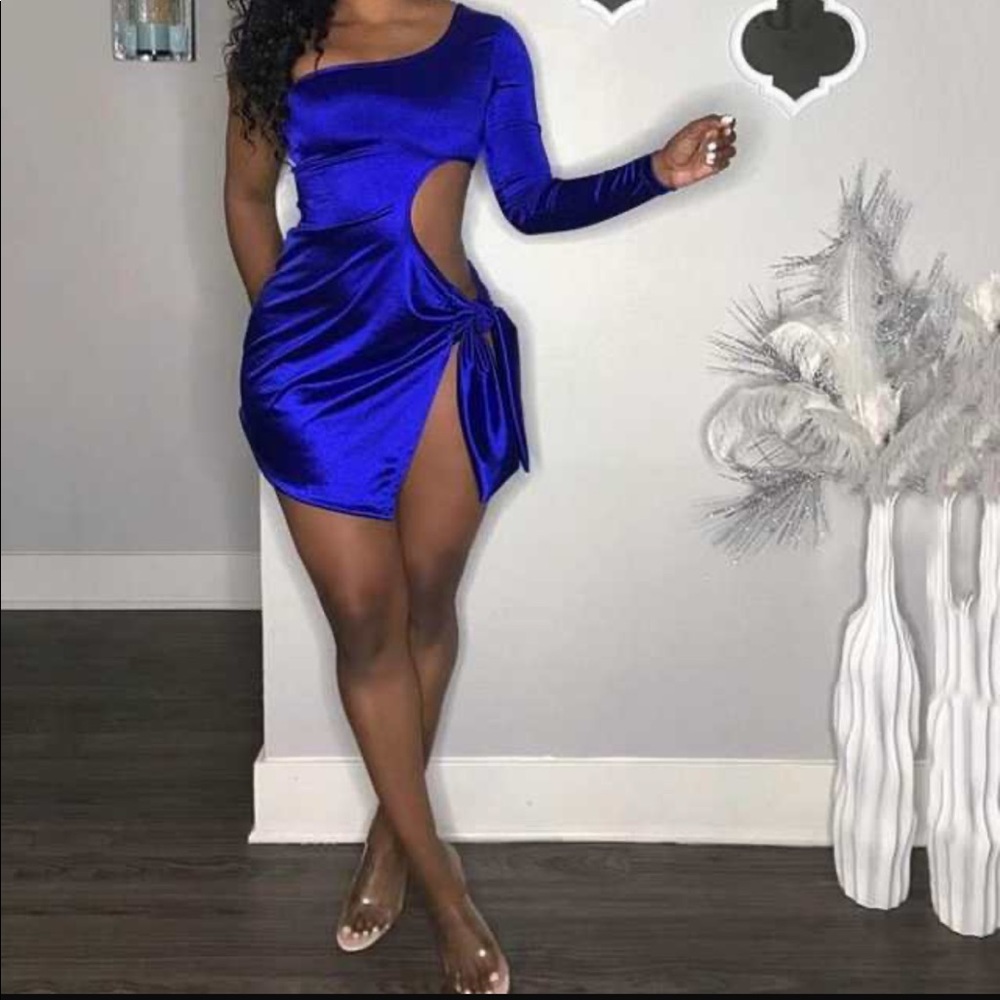 Royal blue dress with high slit (never worn!!)